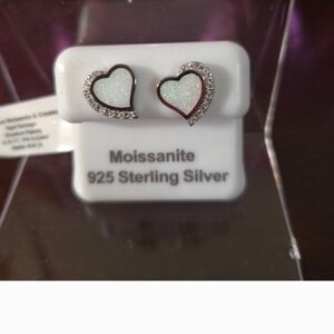 925 Silver Moissanite & Opal Earrings NWT
